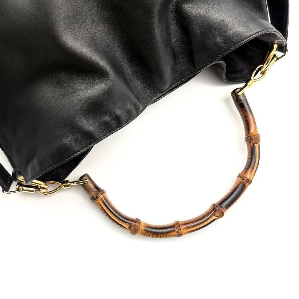 Gucci Black Leather Bamboo Handle Hobo - Picture 9 of 10
